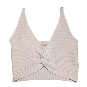 Listicle White Ribbed Crop Top